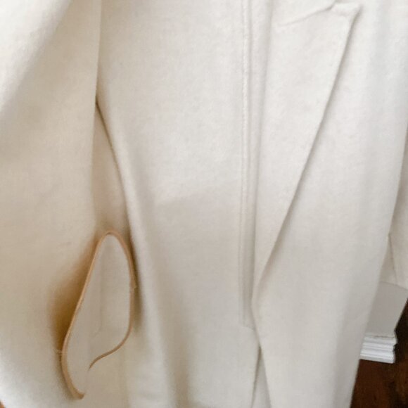 NWT White Premium Wool Blend Classic Belted Long Winter Wrap Coat - Picture 5 of 9